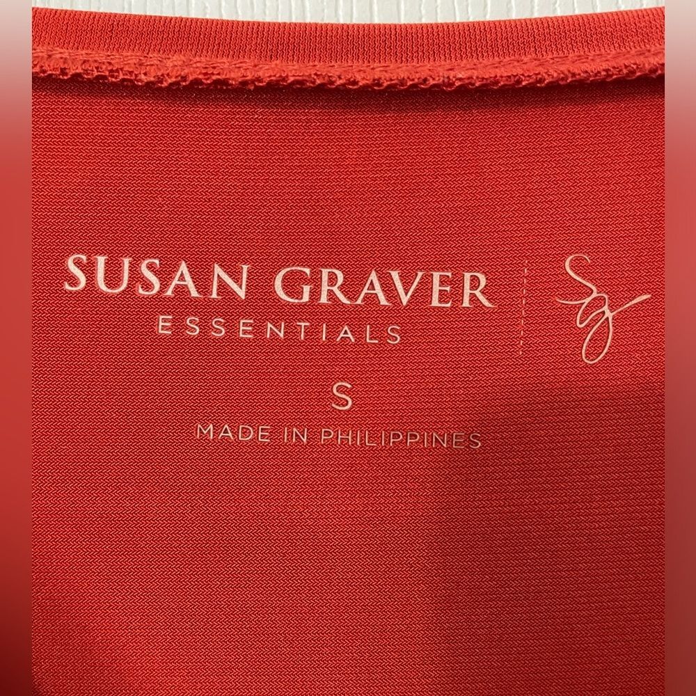 Susan Graver Essentials Womens Size Small Orange Liquid Knit Top 3/4 Sleeve EUC - Picture 5 of 7